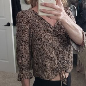 URBAN Romantics Animal Print Ruched Blouse